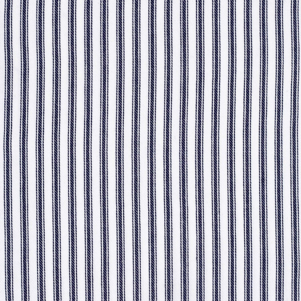 Navy Blue and White Ticking Stripe Woven Cotton 72 Inches W x 72 Inches L