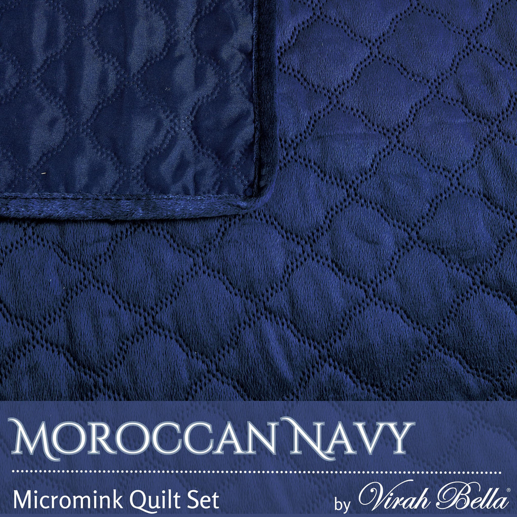 Micromink Quilt Set - Premium Micromink King -Size Quilted Blanket Comforter Bedding Set - Includes 2 Pillow Shams