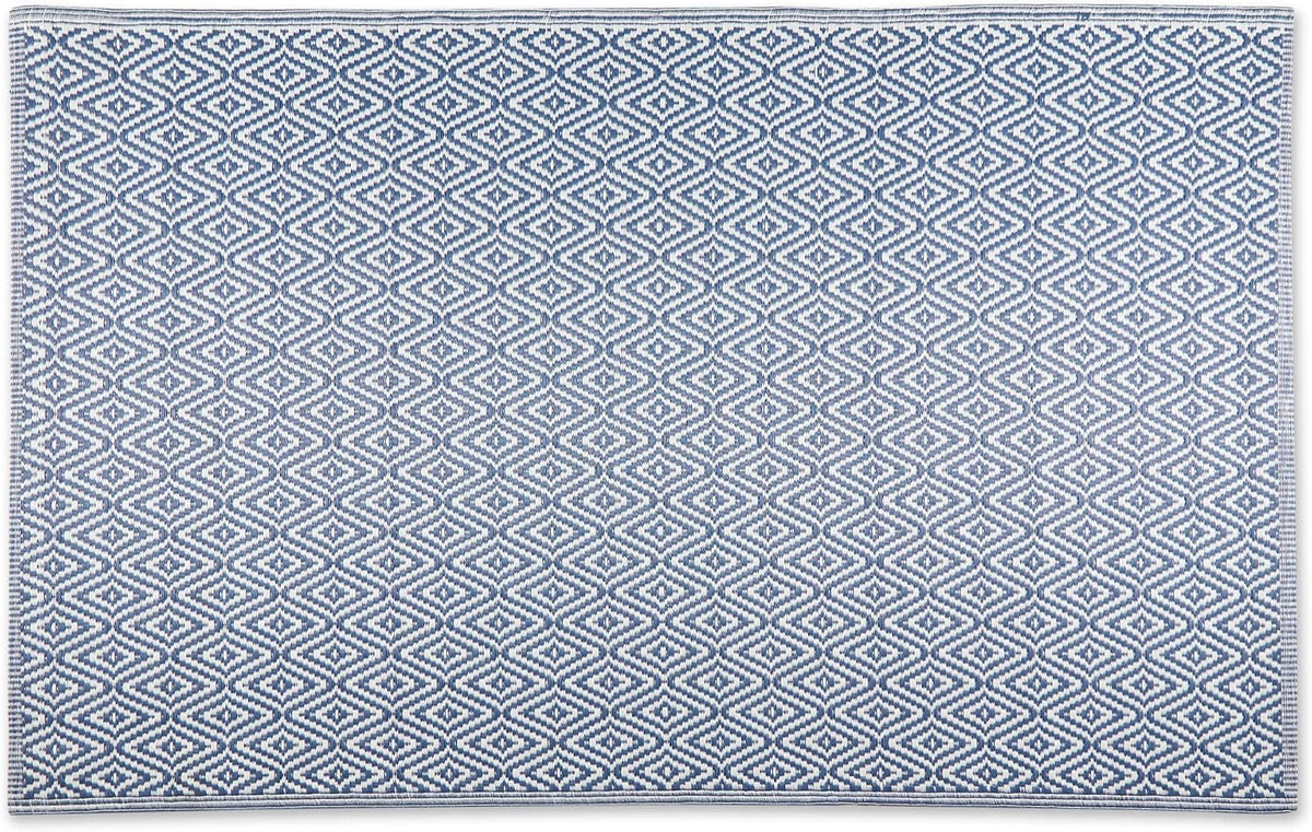 Reversible Indoor/Outdoor Diamond Woven Rug, 4x6', French Blue