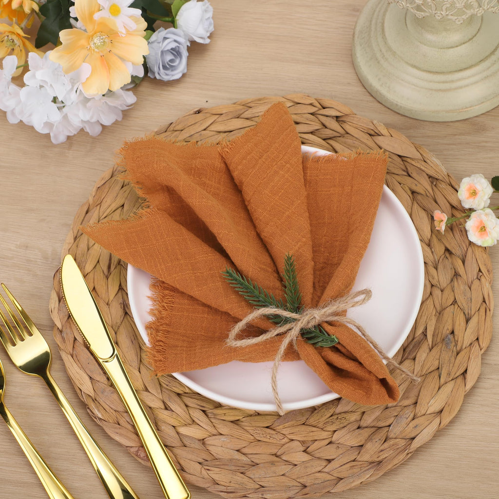 24 Pieces Thanksgiving Fall Cotton Linen Cloth Napkin Handmade
