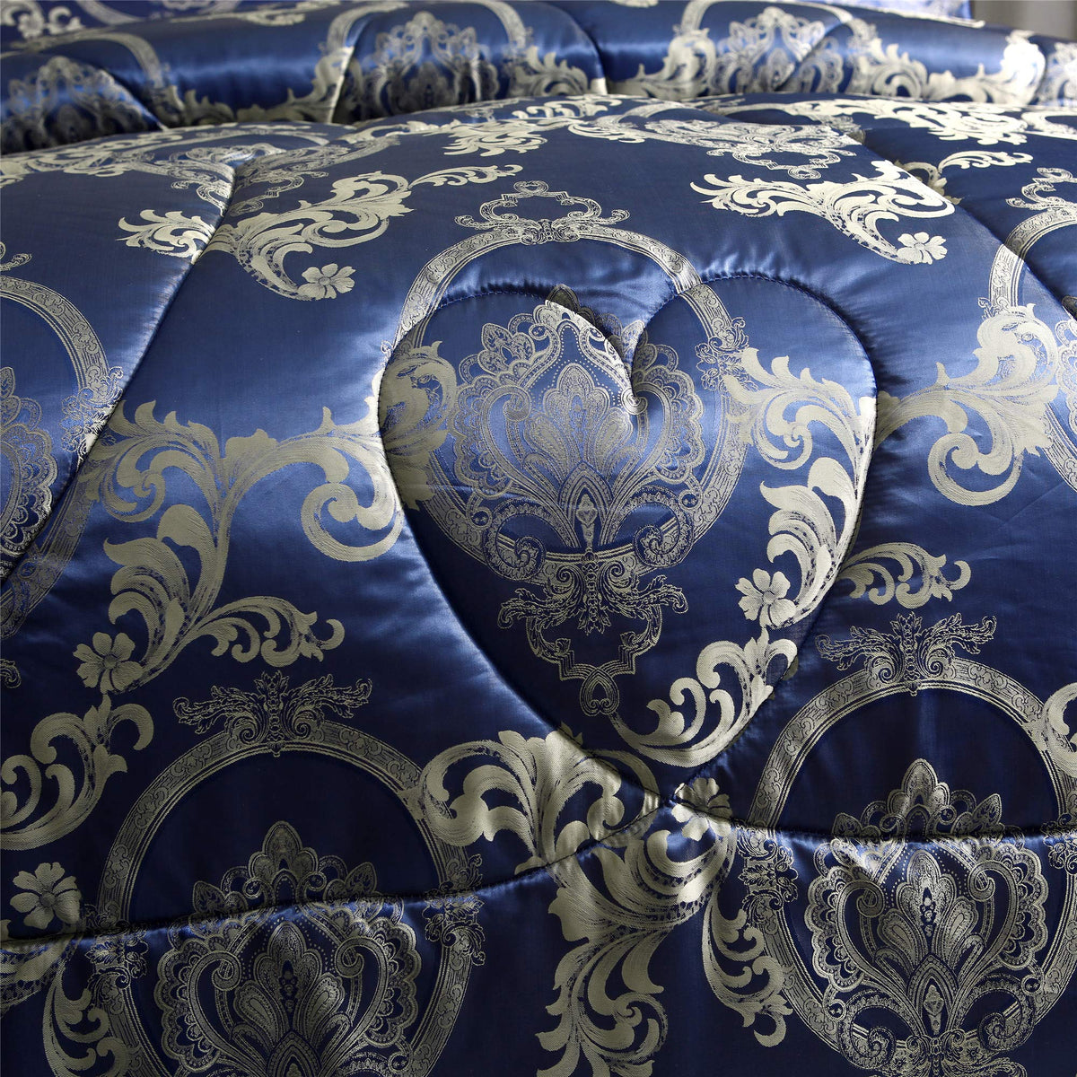 Comforter Set Silk Blanket All Season Bed Comforter Set Royal Blue Jacquard Quilt Soft Microfiber Bedding