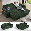91" Plush Corduroy L Shaped Sectional Sleeper Sofa Bed with Pull Out Bed, Reclining Backrest, Reversible Storage