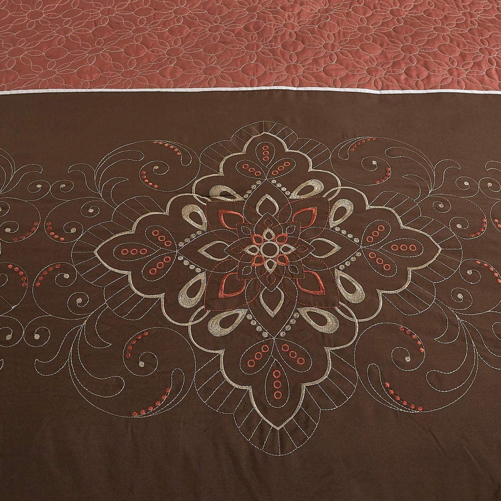 6-Piece Embroidered Mandala Global Chic Comforter Set Queen Size