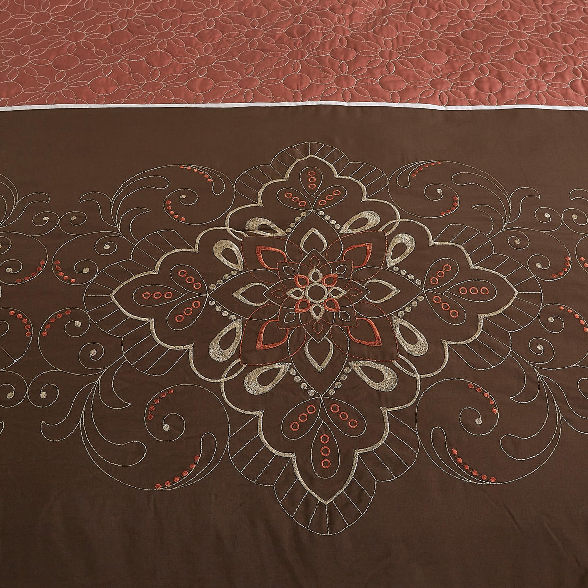 6-Piece Embroidered Mandala Global Chic Comforter Set Queen Size