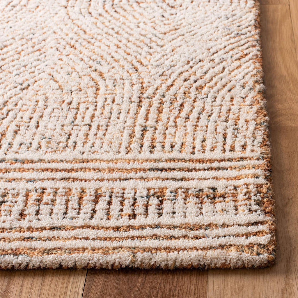 Abstract Collection Area Rug, Ivory & Rust, Handmade Wool, Ideal for High Traffic Areas in Living Room