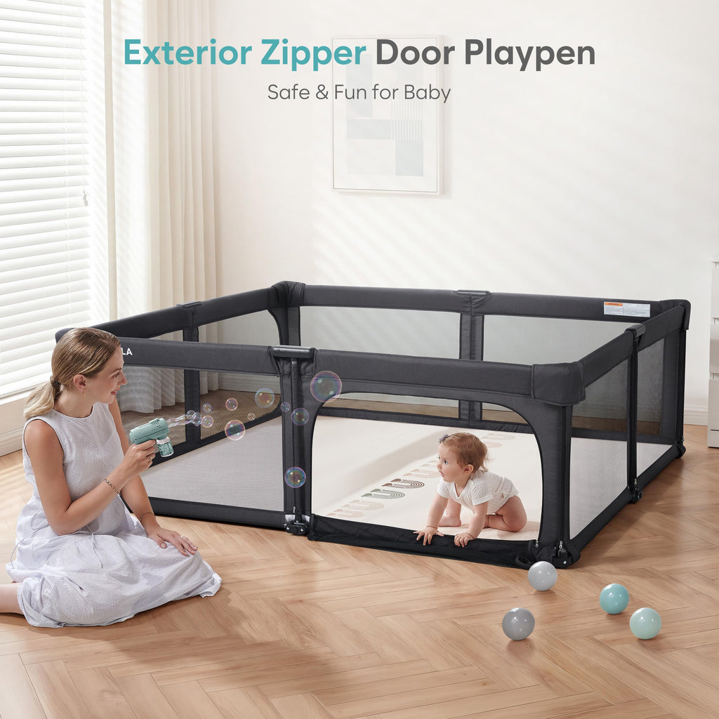 Playpen Portable, Pre-Assembled Play Pen 71x79 Large Foldable Playpen for Babies and Toddlers, Sturdy and Safe