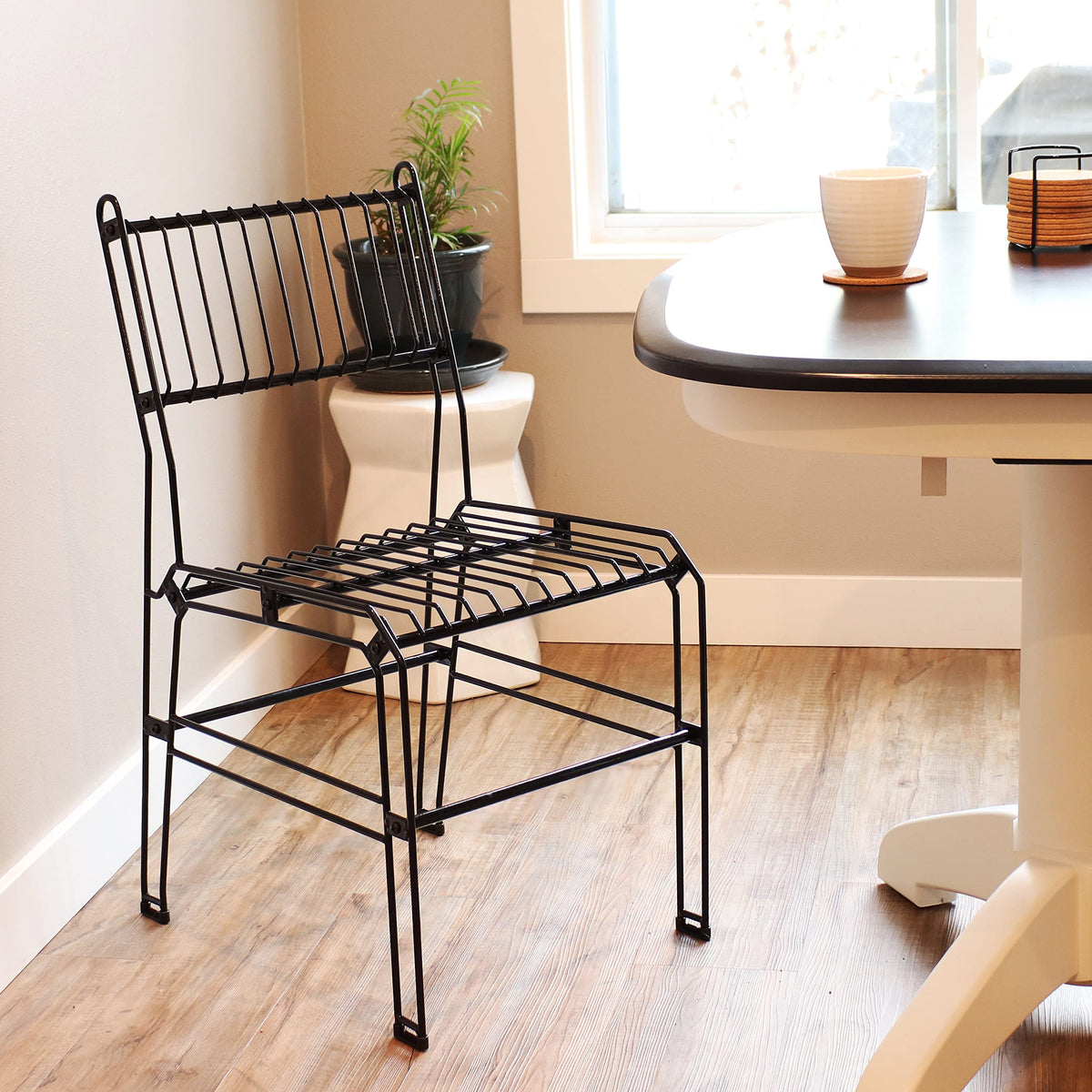 Inspired Bertoia Style Modern Steel Wire Armless Outdoor Dining Chair - Black