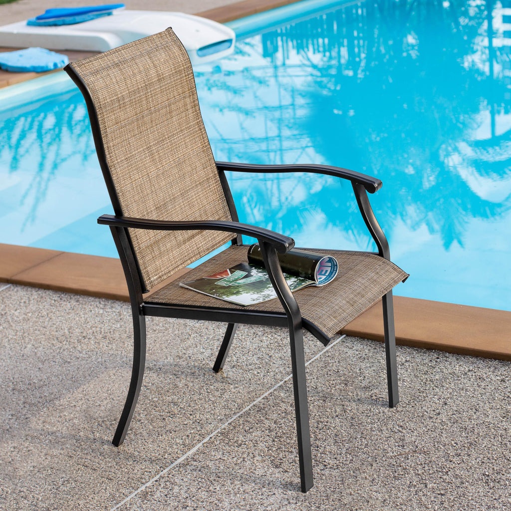 Patio Dining Chairs Set of 2, Outdoor Chairs with Armrest, Indoor/Outdoor Chairs Backyard Deck Garden Chair