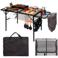 Folding Table w/ Carry Bag, Paper Towel Holder, Garbage Holder, Wing Panels, 3x2 FT Foldable Table for Portable
