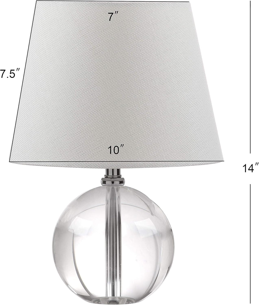 Mable Modern Glam Clear Crystal 14-inch Bedroom Living Room Home Office Desk Nightstand Round Table Lamp (LED Bulb