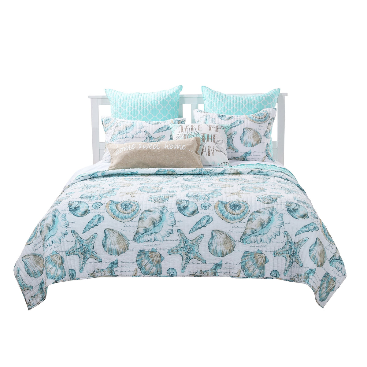 Barefoot Bungalow - GL-1709GMSK Cruz Coastal Quilt Set, 3-Piece, White
