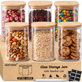 37 Oz Glass Jars - 6 Pack Food Storage Containers with Lids Square