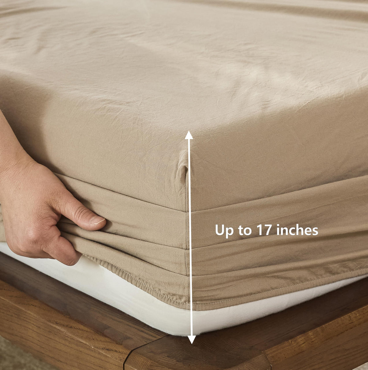 6Pcs Mocha Brown Solid Bedding Set 100% Washed Cotton