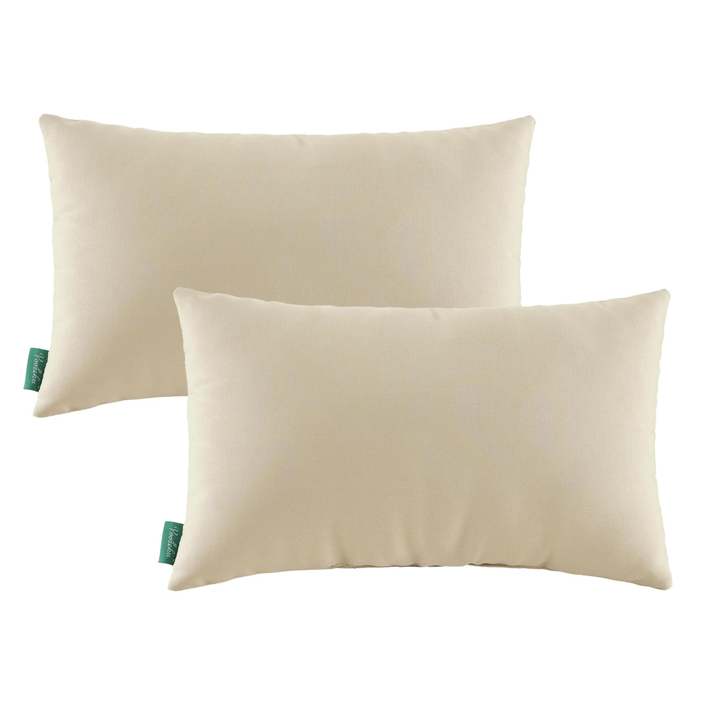 Indoor Outdoor Lumbar Pillows, Waterproof Outdoor Pillows Set of 2 Furniture, 12×20 Inch, Beige