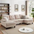111" Sectional Couch for Living Room, Modern Polyester Fibre U Shaped Sofa Couches with Double Chaise