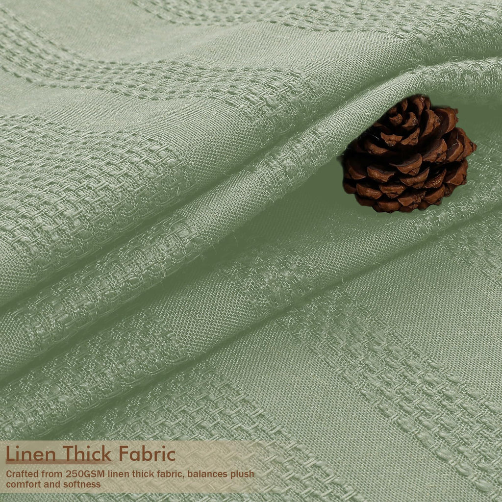 Light Green 78 Inch Long, Boho Thick Linen Textured with Tassel, Farmhouse Minimalist Striped Weighted Machine