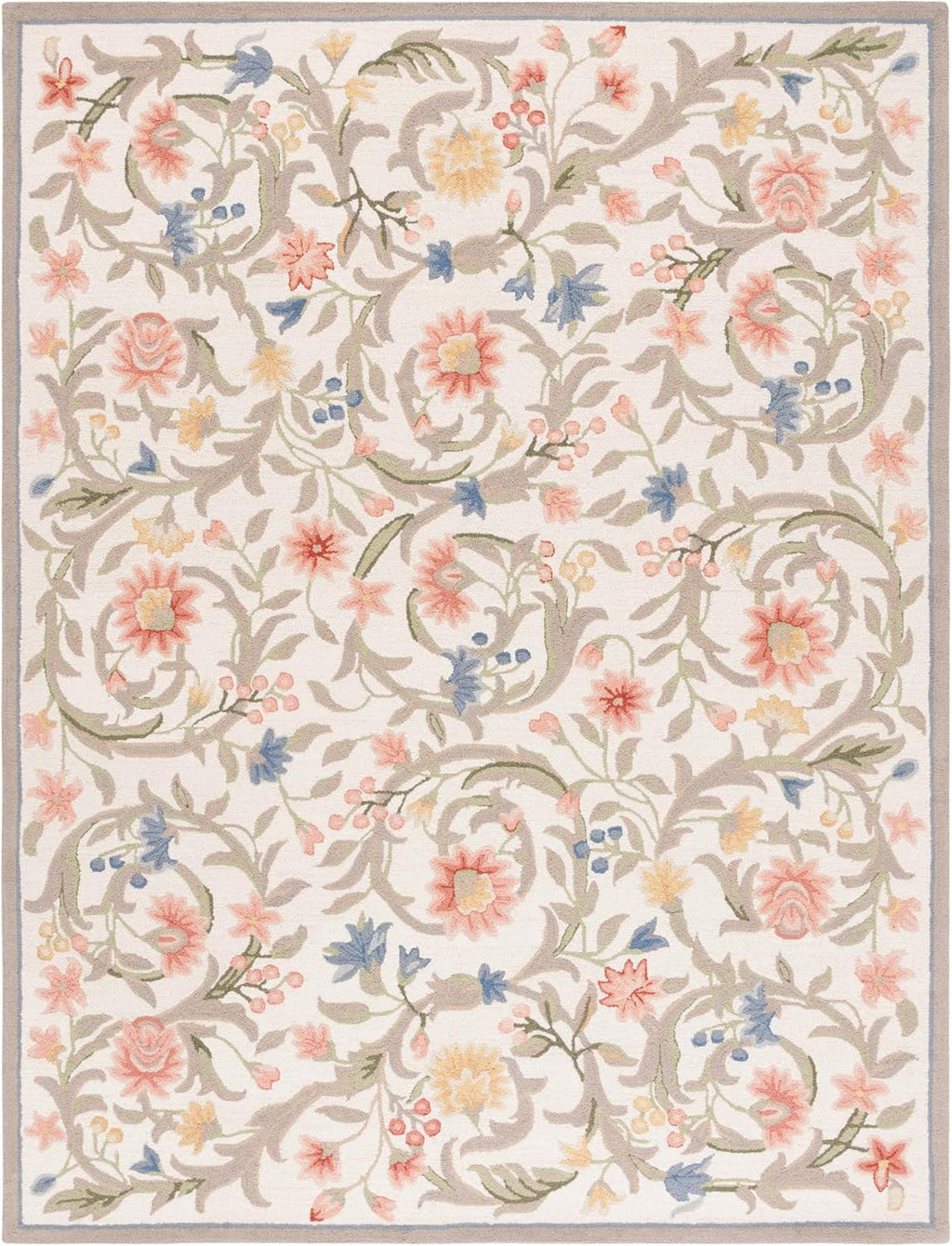 Chelsea Collection Area Rug, Ivory, Hand-Hooked French Country Wool, Ideal for High Traffic Areas in