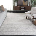 Metro Collection Area Rug, Dark Grey & Ivory, Handmade Wool, Ideal for High Traffic Areas in Living Room