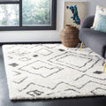 Flokati Shag Collection Area Rug, Ivory & Charcoal, Moroccan Design, Non-Shedding & Easy Care