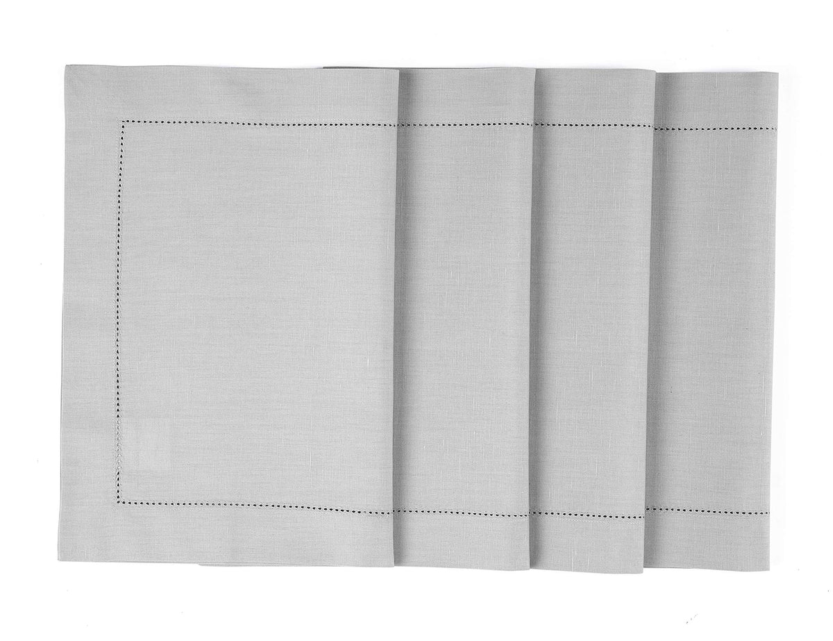 Cotton Linen Woven Placemats Light Grey, 14 x 19 in, Set of 4