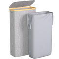 Slim Laundry Hamper, 60L Waterproof Narrow Laundry Basket with Lid and Removable Bag, Collapsible Tall Clothes Hamper
