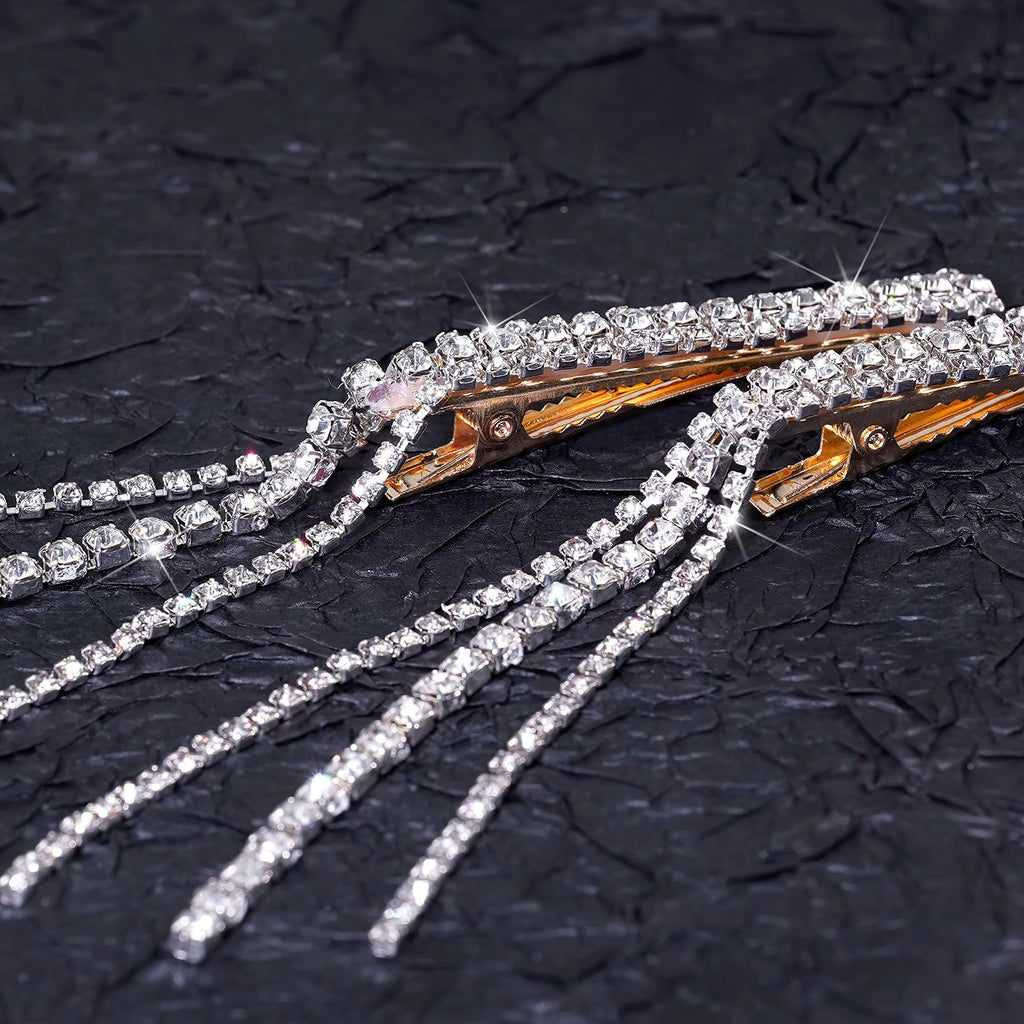 3 Rows Bling Rhinestone Close Chain Trim, Sew On Rhinestone Trim with 4 & 2.3mm Crystal for DIY Jewelry - 5.4 Yards