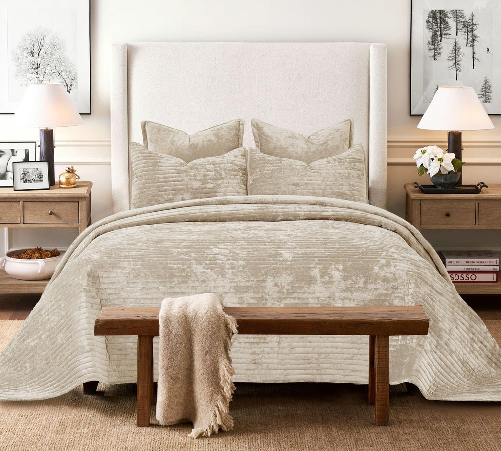 Bedspread 120x120 Striped Soft Velvet Quilt Set
