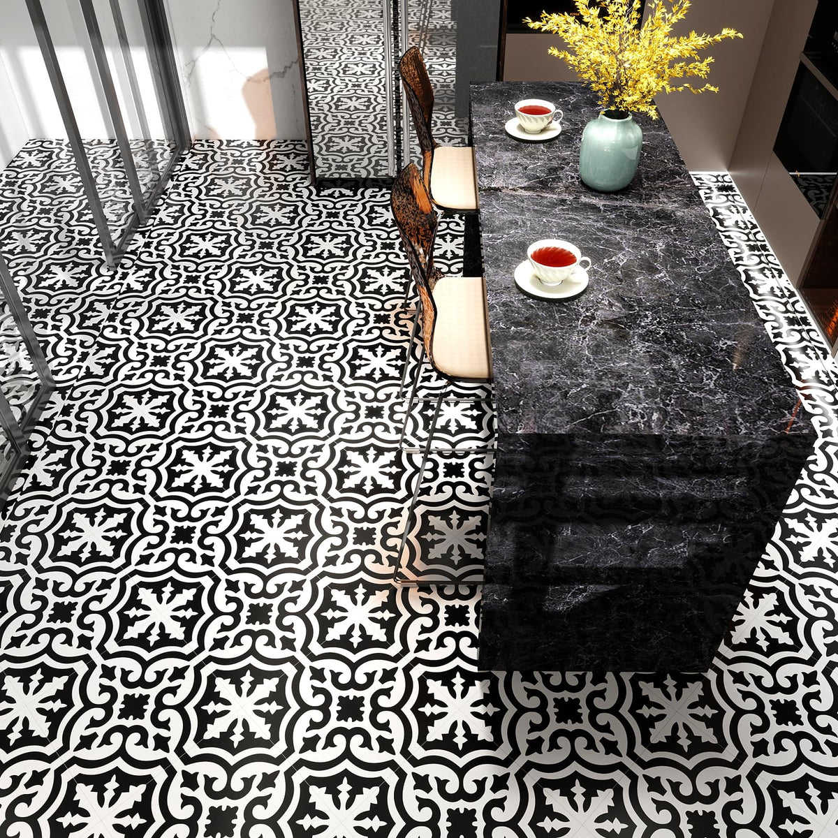 Peel and Stick Floor Tile, Self-Adhesive DIY Vinyl Flooring,Waterproof Tile Sticker , Wall, Fireplace(10PCS,12 x 12