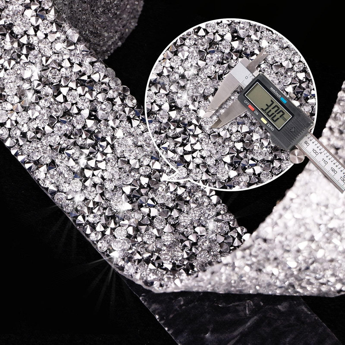 Bling Crystal Rhinestone Ribbon Self-Adhesive Iron on Resin Diamond Ribbon Wrap Roll DIY Bling Stickers for Wedding