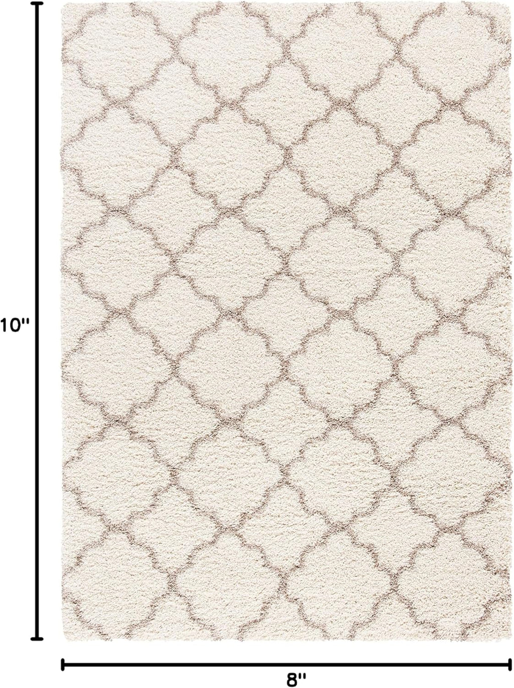 Area Rug 8x10 - Hudson Shag Collection - Large - Ivory & Beige, Trellis Pattern, Non-Shedding & Easy Cleaning, Ultra