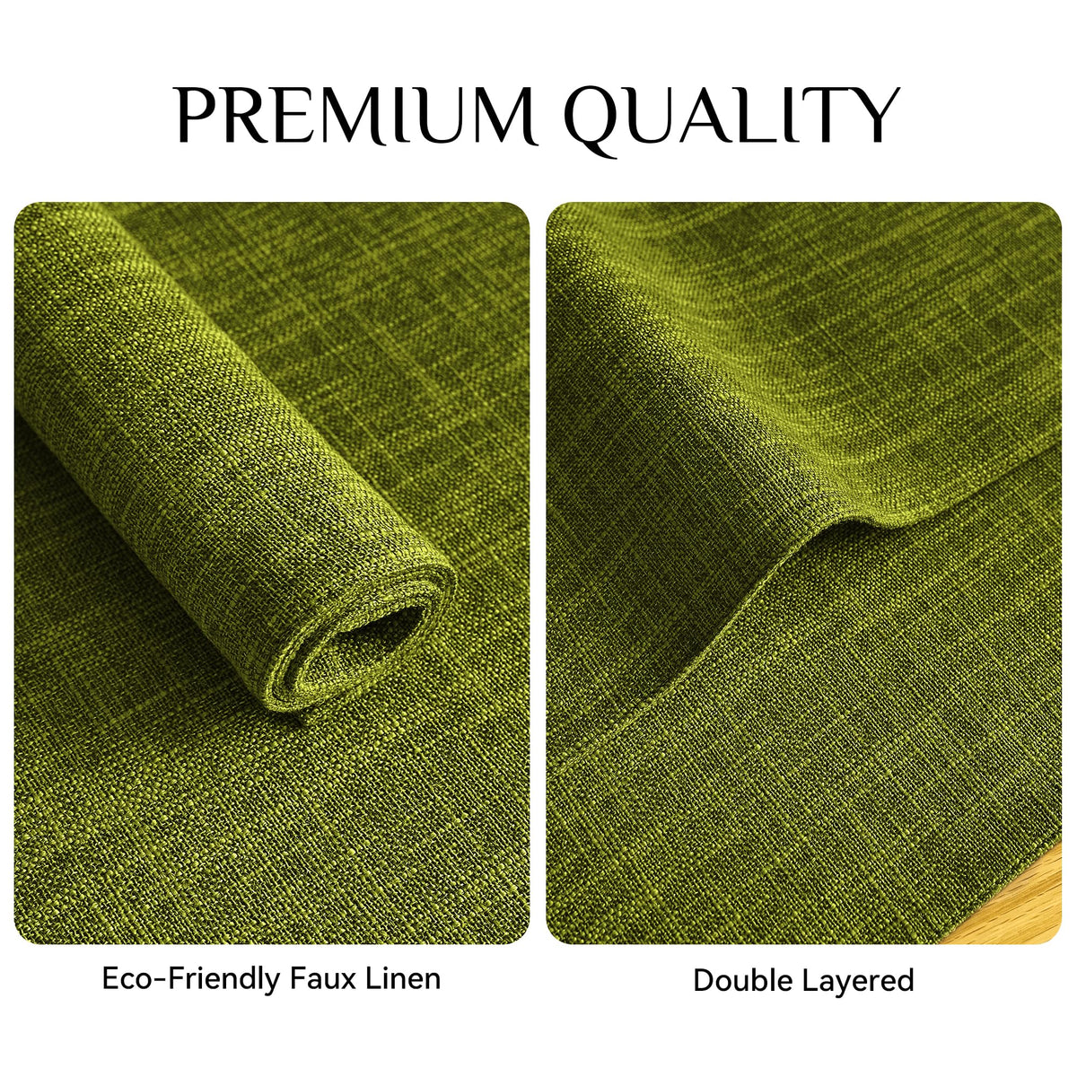 Faux Linen Cloth Placemats Set of 12-12 x 18 Inch, Lime Green