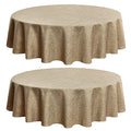 2 Pack Khaki Linen Round Tablecloths 60 Inch for 20"-48" Tables