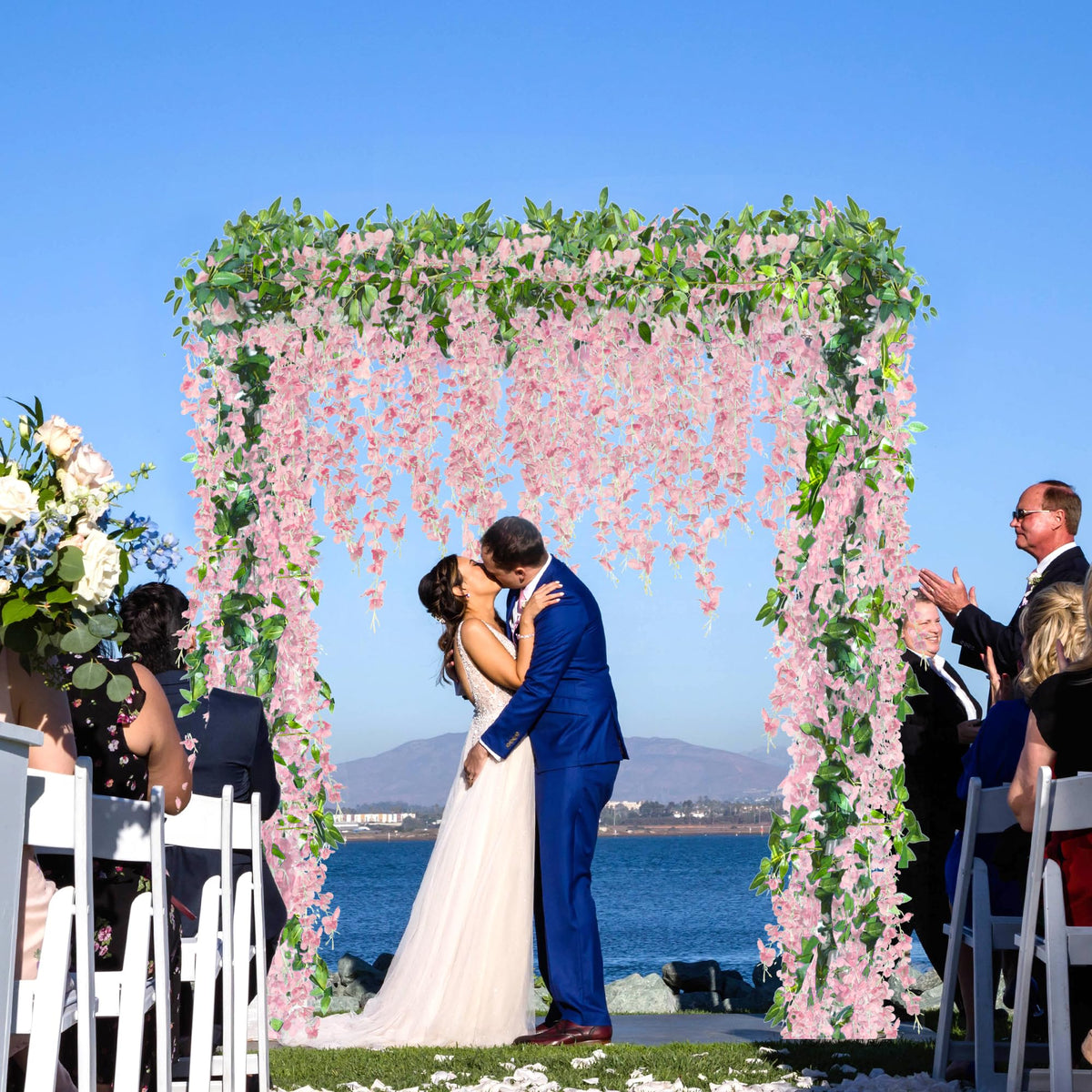 6Pcs Wisteria Garland Artificial Flowers Garland Fake Hanging Wisteria Vines Rattan Silk Hanging Flower Vines Garden