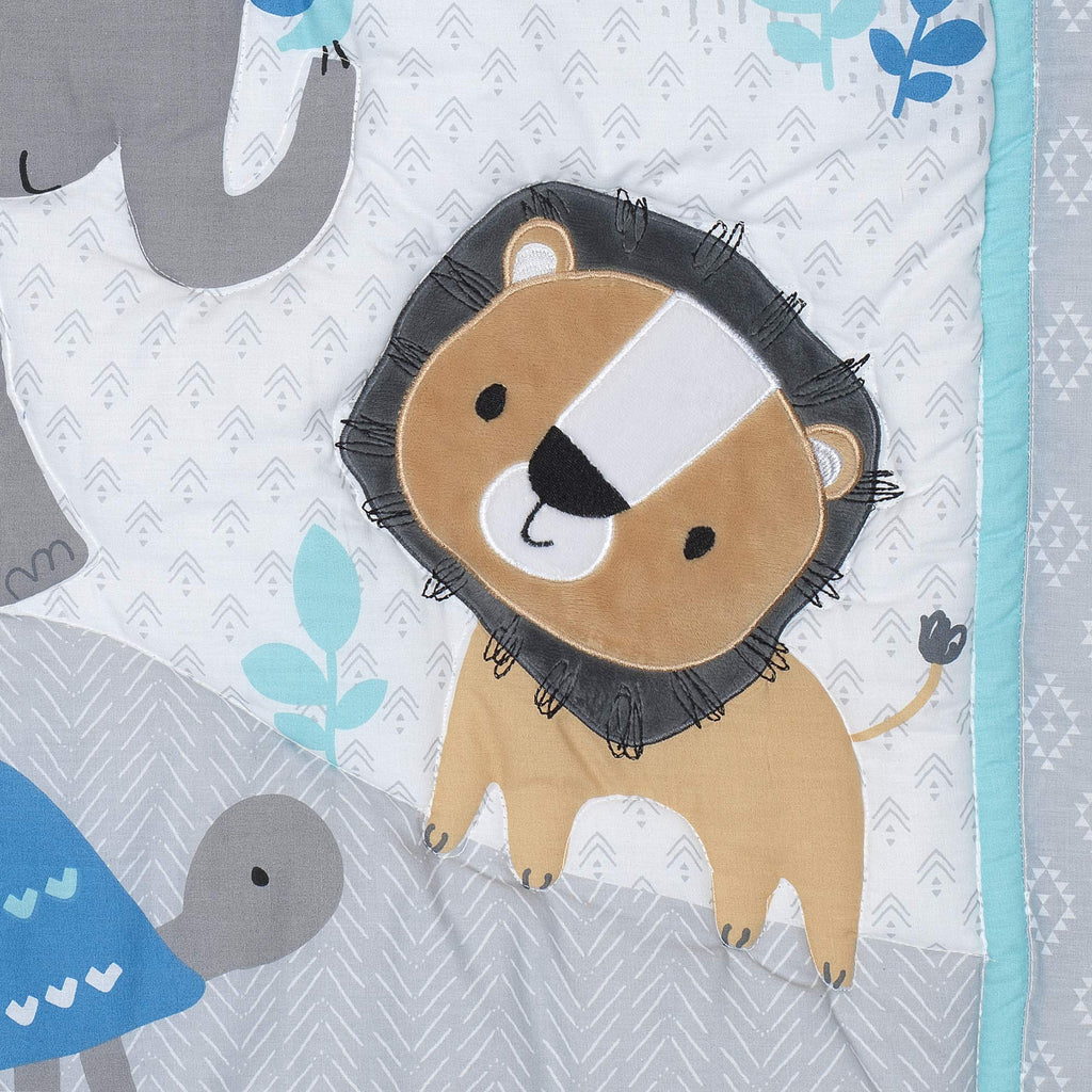 Jungle Fun 3-Piece Crib Bedding Set, Blue/Gray(Pack of 1)
