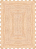 Scalloped Jute Rug, Handwoven Natural Fiber Small entryway Rug Farmhouse Area Rug, Natural