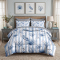 Comforter Set with Sheets, 5 Pieces Coastal Blue Bedding