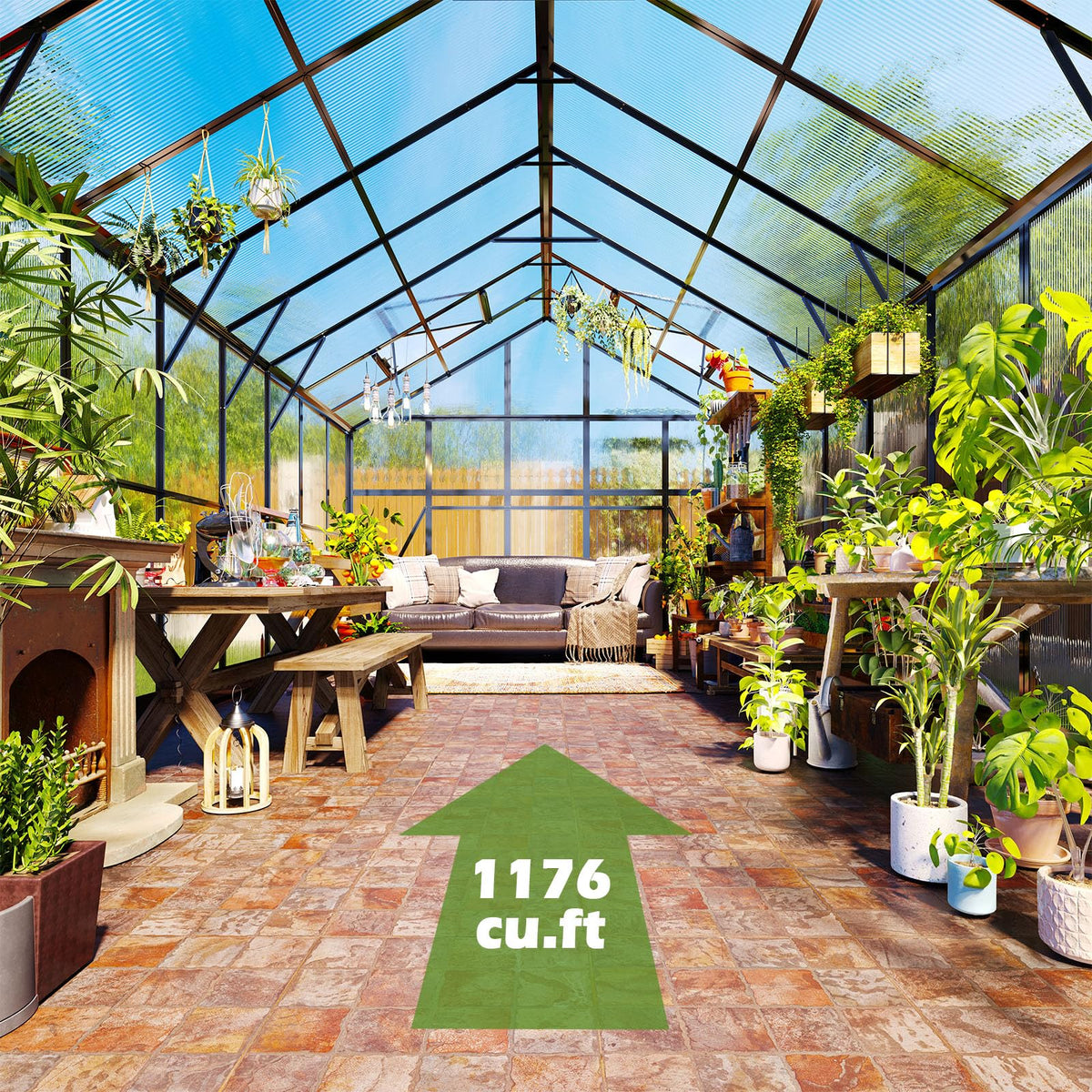 10x14 FT Polycarbonate Greenhouse with 4 Roof Vents