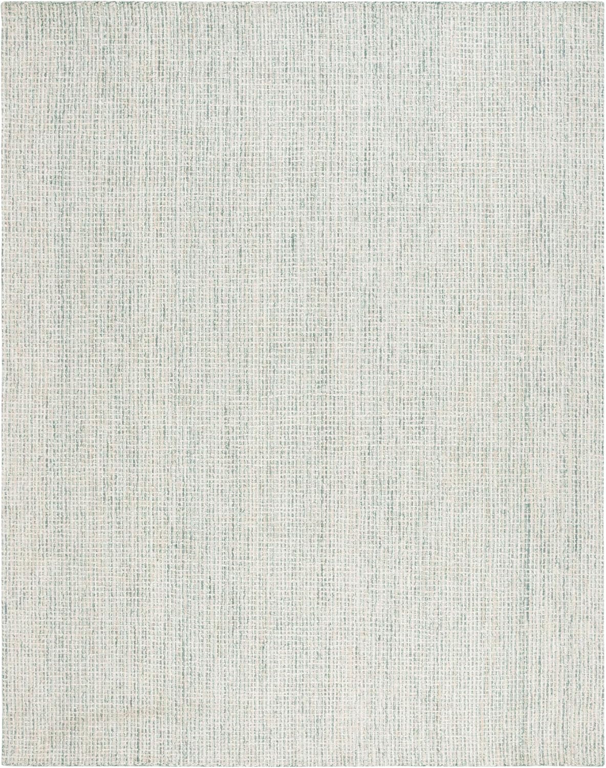 Abstract Area Rug, Green & Ivory, Handmade Wool
