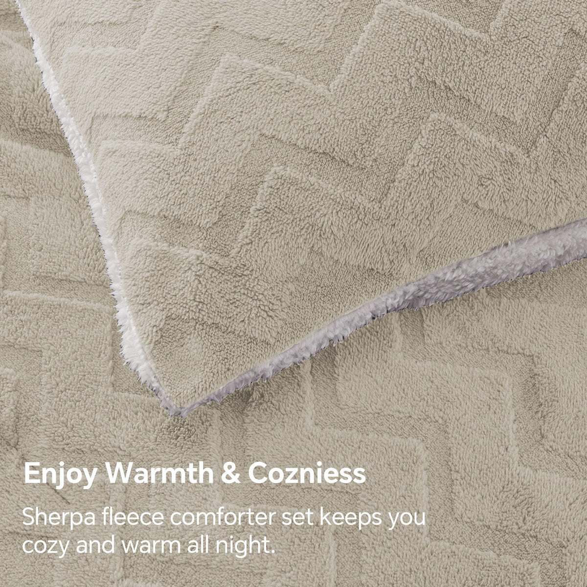 Fluffy Sherpa Comforter Set, Taupe
