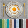 Cloth Placemats Set of 6, Cotton Linen Blend Place Mats, Medium Gray