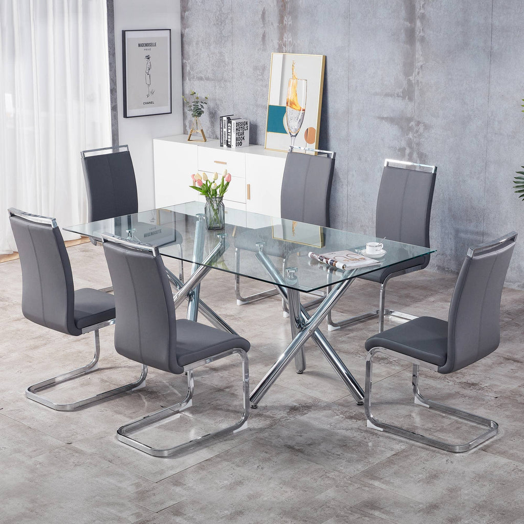 Modern Leather Dining Chairs Set of 6, Dining Room Chairs Set of 6