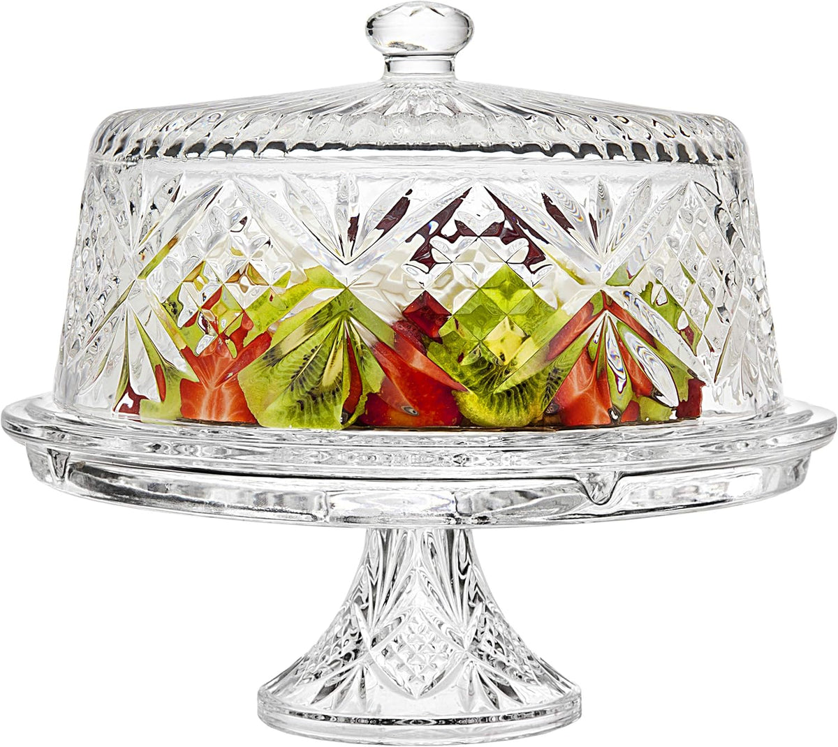 4 in 1 Cake Stand, Cake Platter and Serving Plate Platter with Dome Cover, for Pastries, Desserts & More