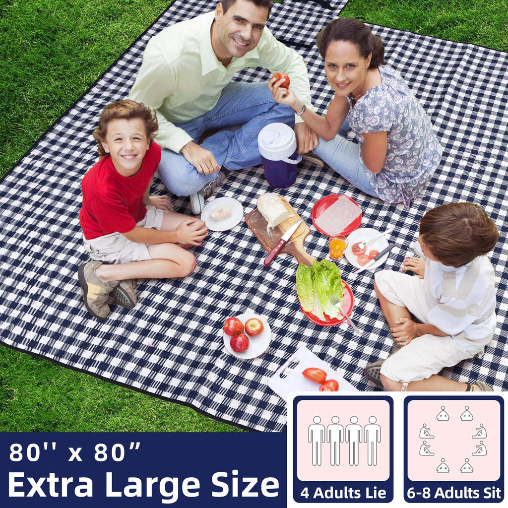 Picnic Blankets Machine Washable, 80''x80'' Extra Large Waterproof Sandproof Foldable Compact Beach Blanket