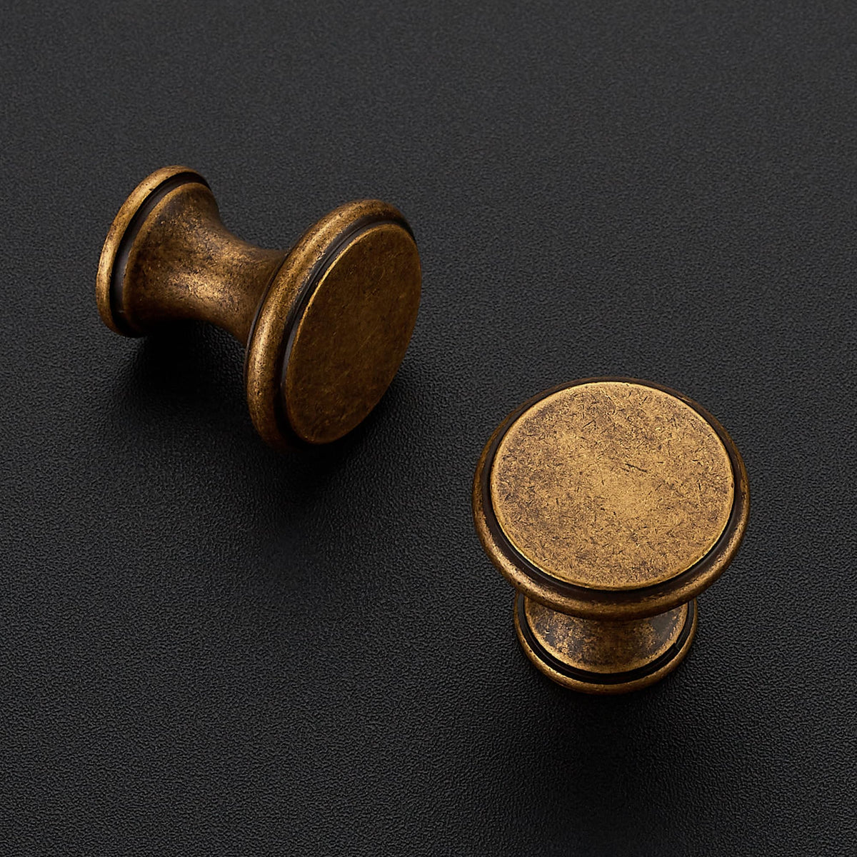 Antique Brass Kitchen Cabinet Knobs, Solid Zinc Pulls, 15 Pack