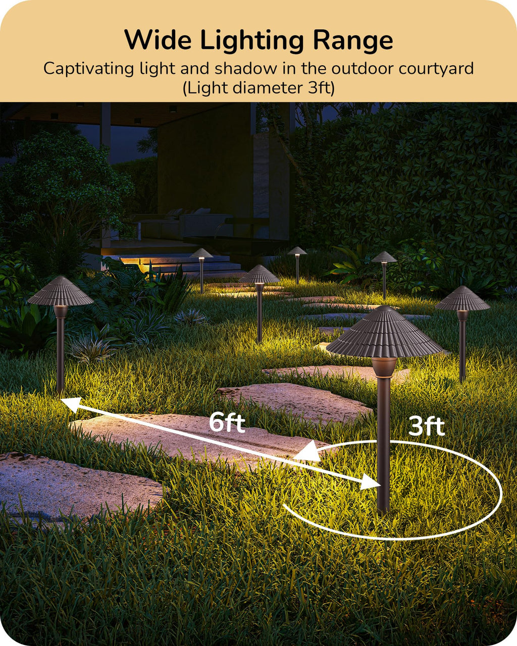 Low Voltage Landscape Lighting, LED 5CCT Pathway Lights 8 Pack