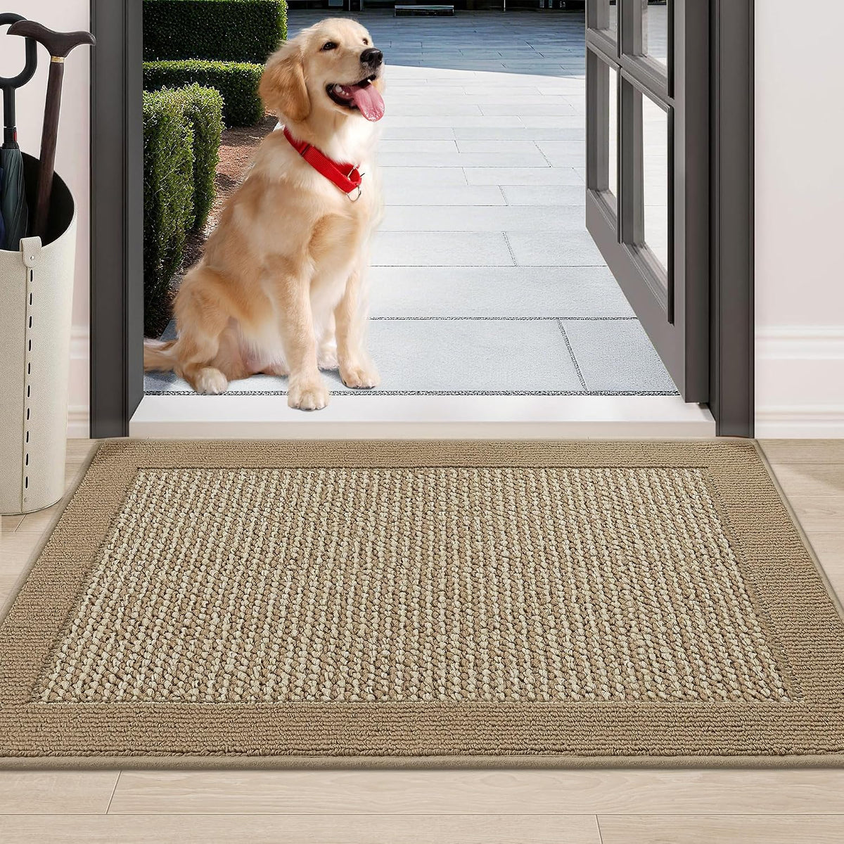 Indoor Door Mat 24" x 36", Dirt Trapper Door Mats, Beige | Non-Slip Entryway Rugs Washable, Trap Dirt Absorbent
