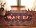 Washable Rug Braided Halloween Poster Collection - 1'8" x 4' Oval, Brown & Rust, Handmade, Ideal for Front Door