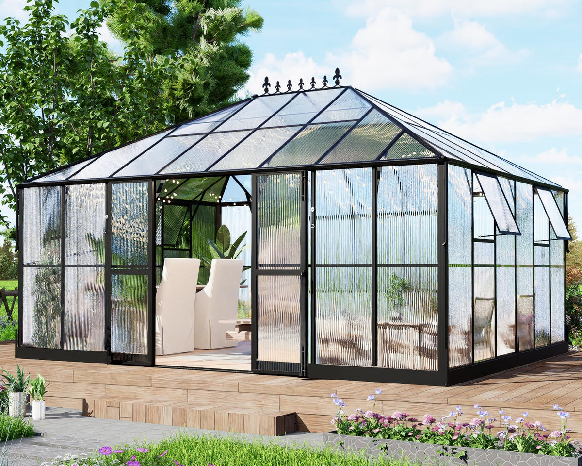 16x12x9.5 FT Pavilion Style Polycarbonate Greenhouse for Outdoors
