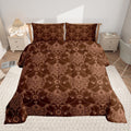 Brown Gothic Damask Floral Comforter Set Bedding Set