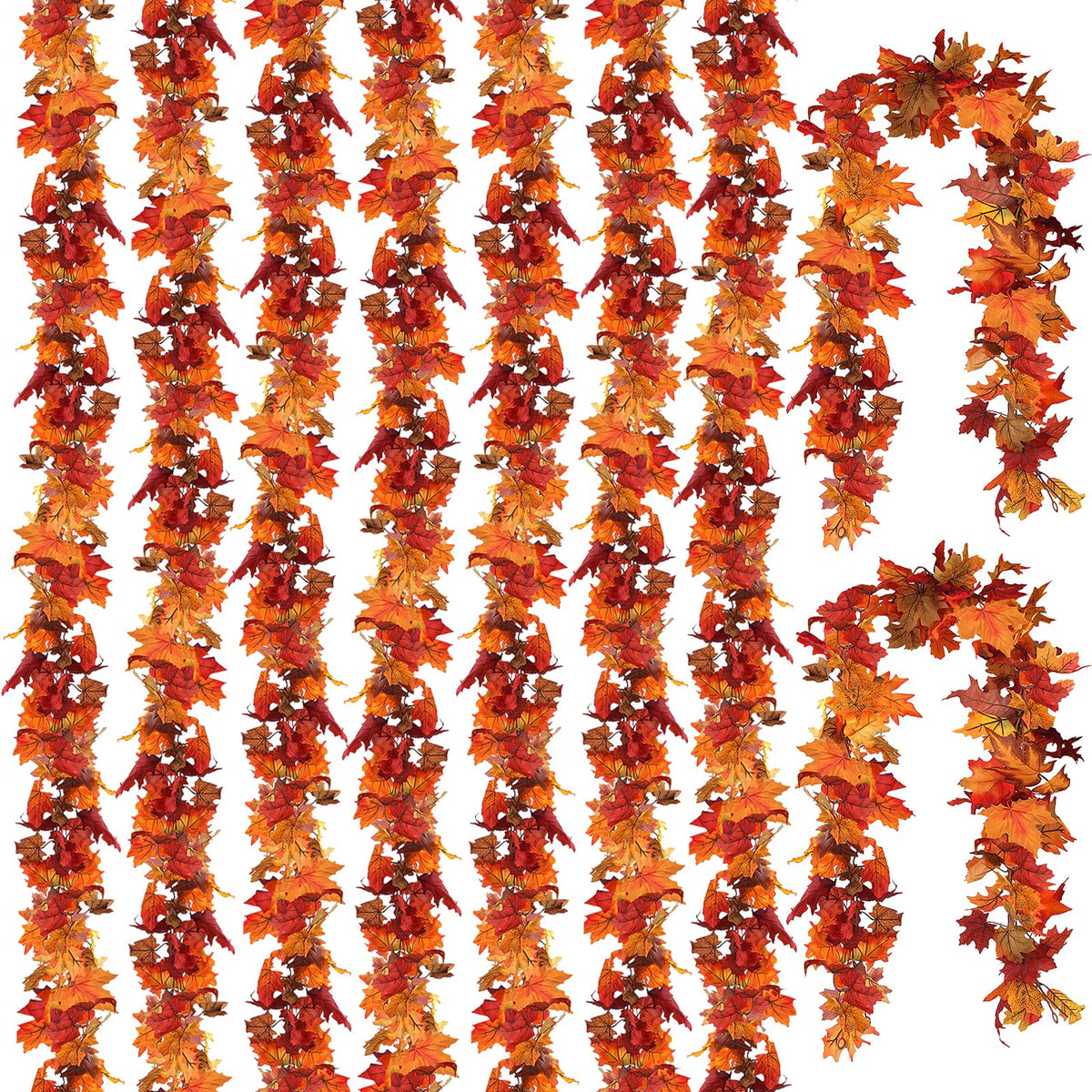 9 Pack Fall Leaf Garland, Total 53.1Ft Artificial Fall Vines Autumn Garland Fall Maple Leaves Thanksgiving Decor